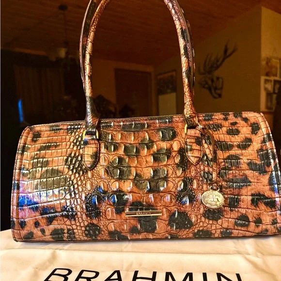 Brahmin Golden lynx Sophia nwt Croc-Embossed Shoulder Bag 🤩 - Picture 2 of 6